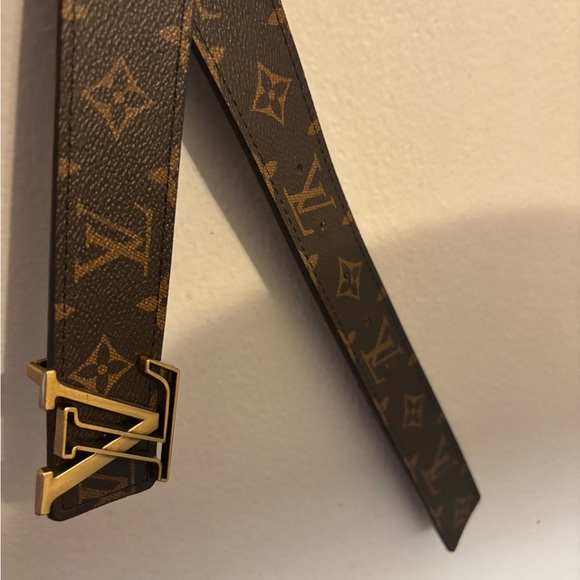Louis Vuitton Dark Brown Monogram Belt with Gold Buckle - Picture 1 of 3